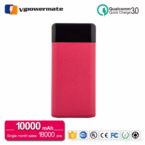 New design leather rohs polymer cell mobile phone power bank charger 10000mah with dual USB